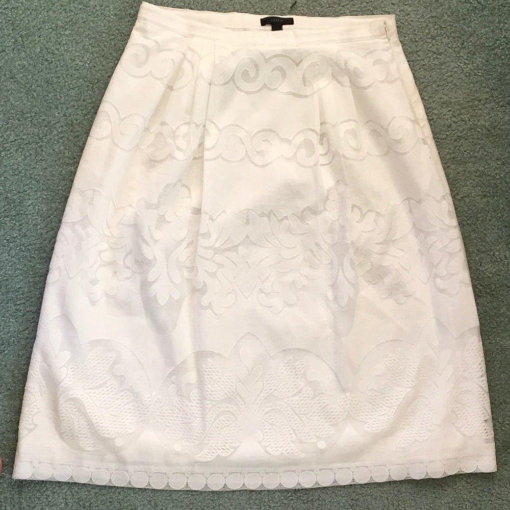 J. Crew winter white lace overlay skirt